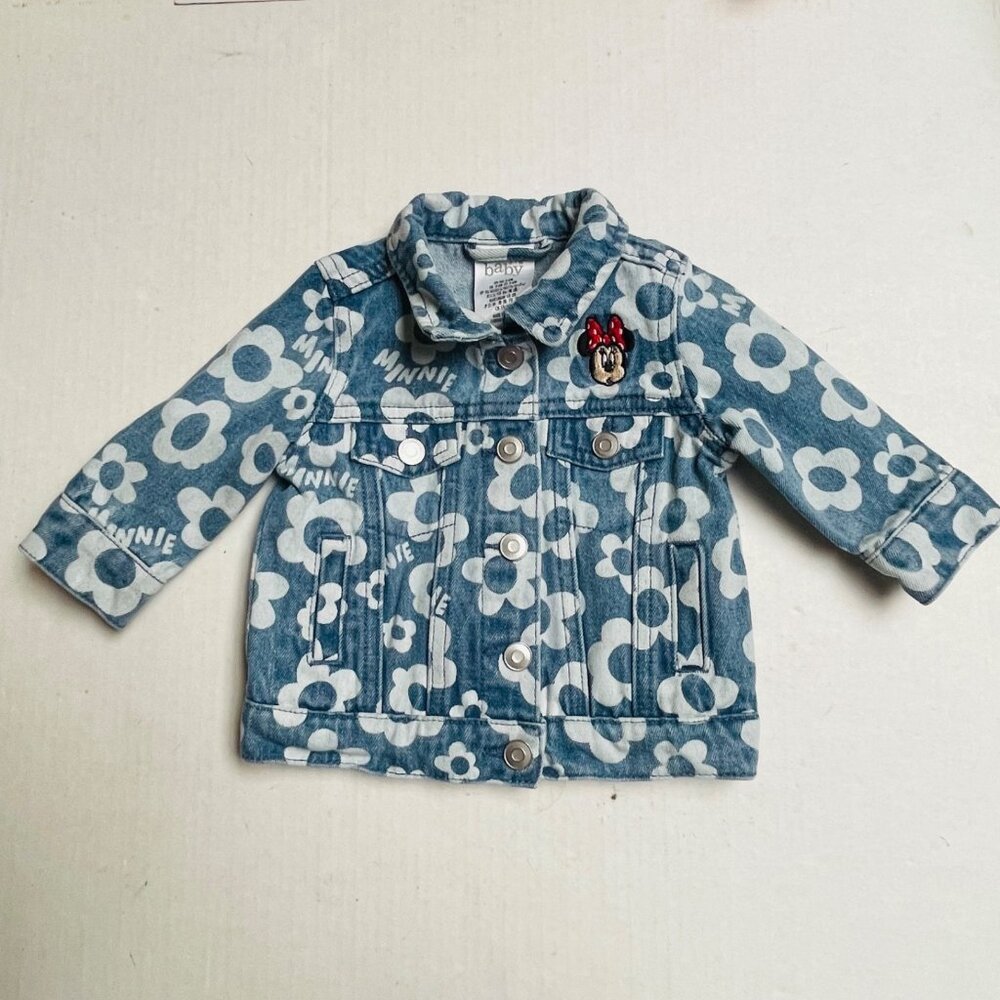 Disney Minnie Mouse Denim Jacket Baby 3 to 6 Months Floral Blue Fall
